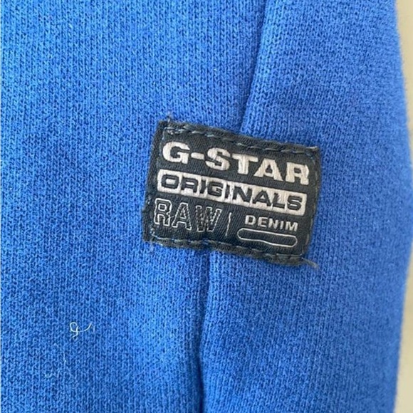 G-star Raw blue pullover sweater/sweatshirt features a layered crewneck sz XL - Picture 7 of 7